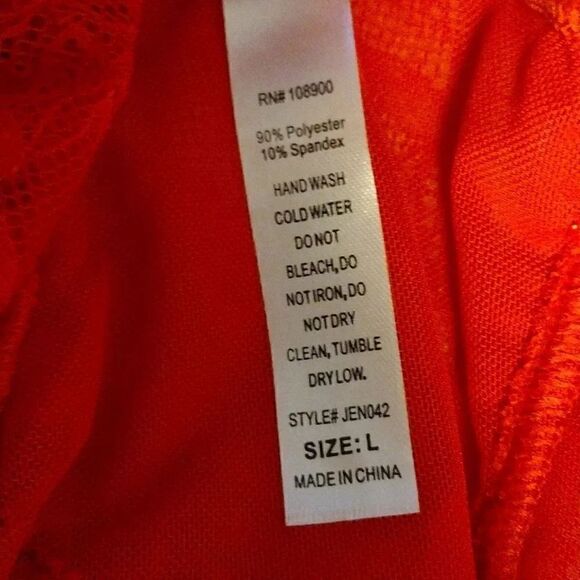 Just Sexy Barbados Cherry One Piece Lace Bodysuit Intimates Large NWT - Picture 14 of 14